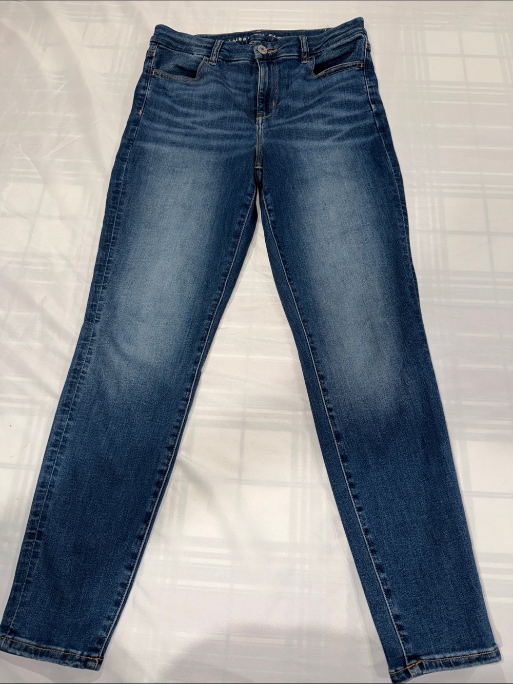 American Eagle Outfitters Blue Skinny Jeans with Faded Detail